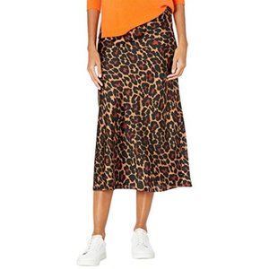 NWT J. Crew Leopard Satin Midi Slip Skirt Small